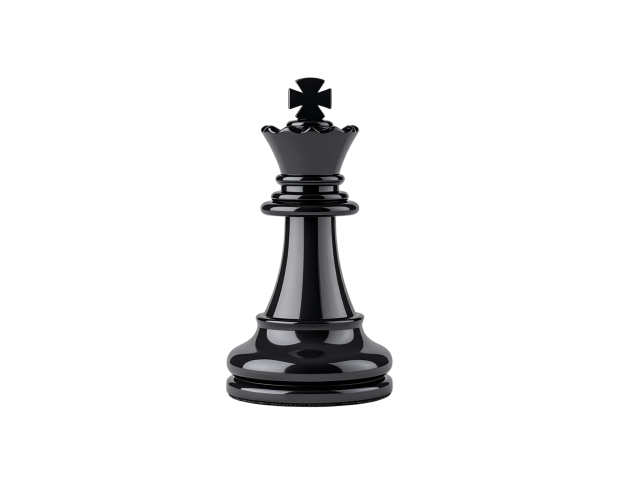 Black Chess Queen Piece Polished Finish Detailed Crown and Cross Elegant Design. png