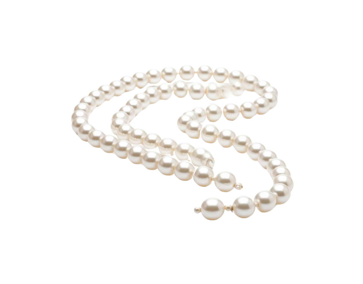 Elegant DoubleStranded Cream Pearl Necklace with Smooth Lustrous Beads. png