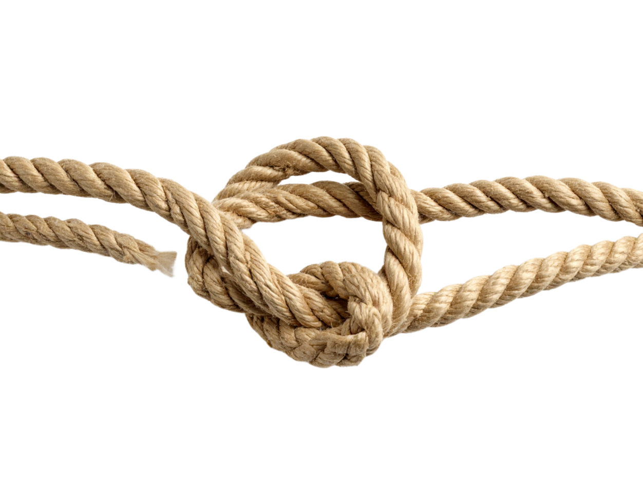 Closeup of a Beige Twisted Rope Tied in a Knot. png