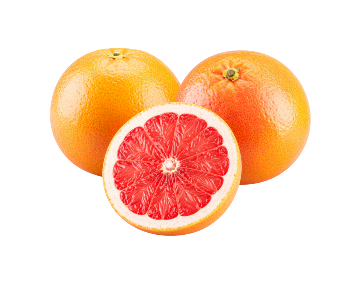 Fresh Grapefruit Still Life Two Whole and One Half Slice. png