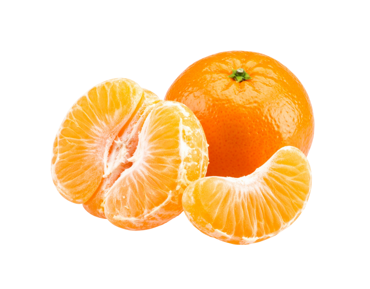 Fresh Tangerine Composition Whole Peeled Segments Vibrant Orange Citrus Fruit. png