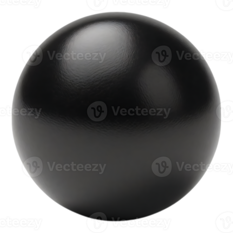 Realistic Glossy Black Sphere on Transparent Background png