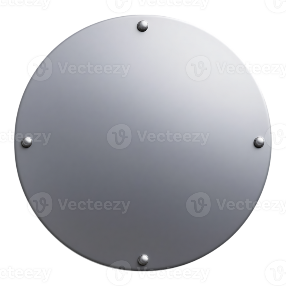 Close-up of a metallic circular plate with rivets. png