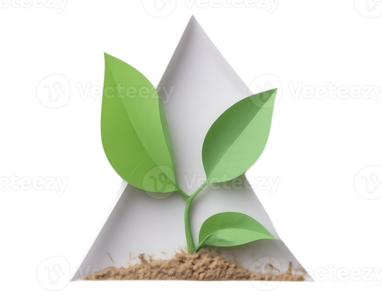 Sprout emerging from paper triangle png