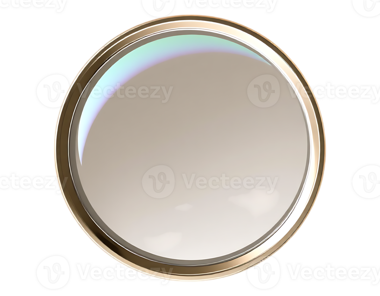 Elegant round mirror with a gold frame png