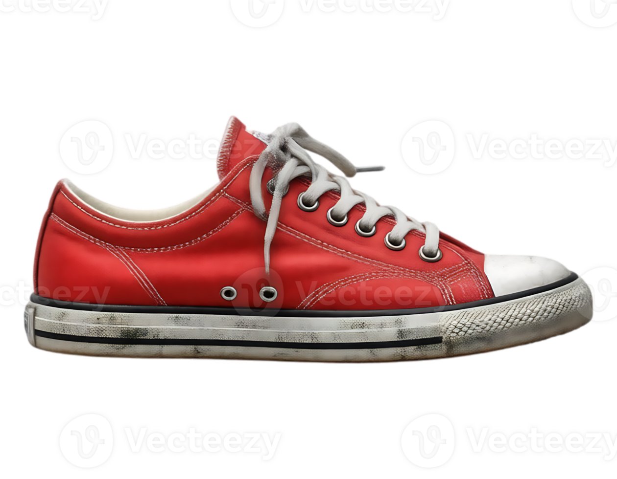 Red Canvas Sneakers with White Laces png