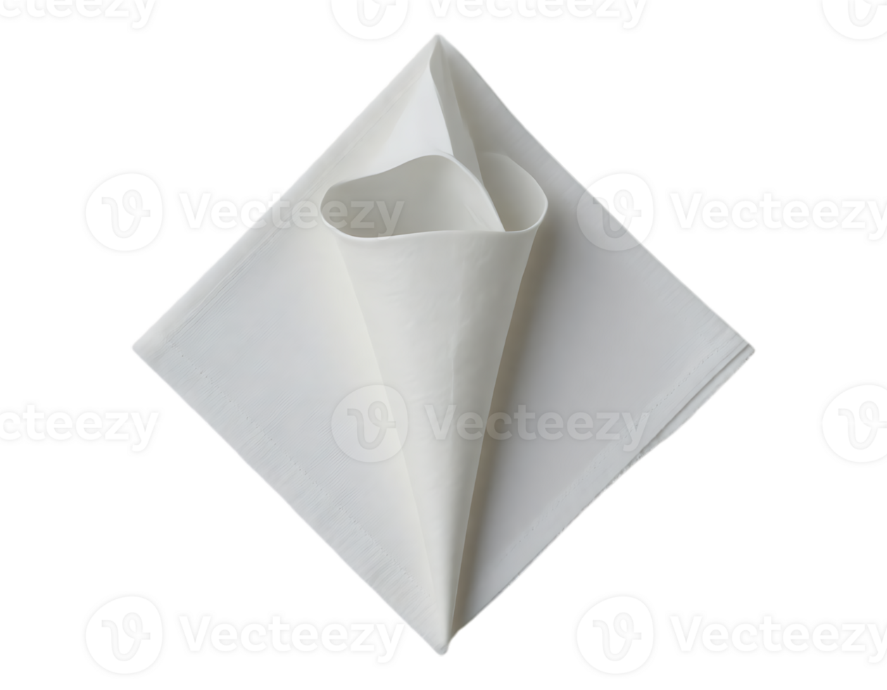 Elegant white napkin folded for a formal table setting png