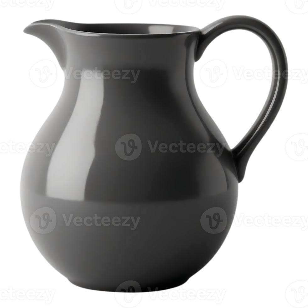 Elegant Gray Ceramic Pitcher Isolated on Transparent Background png