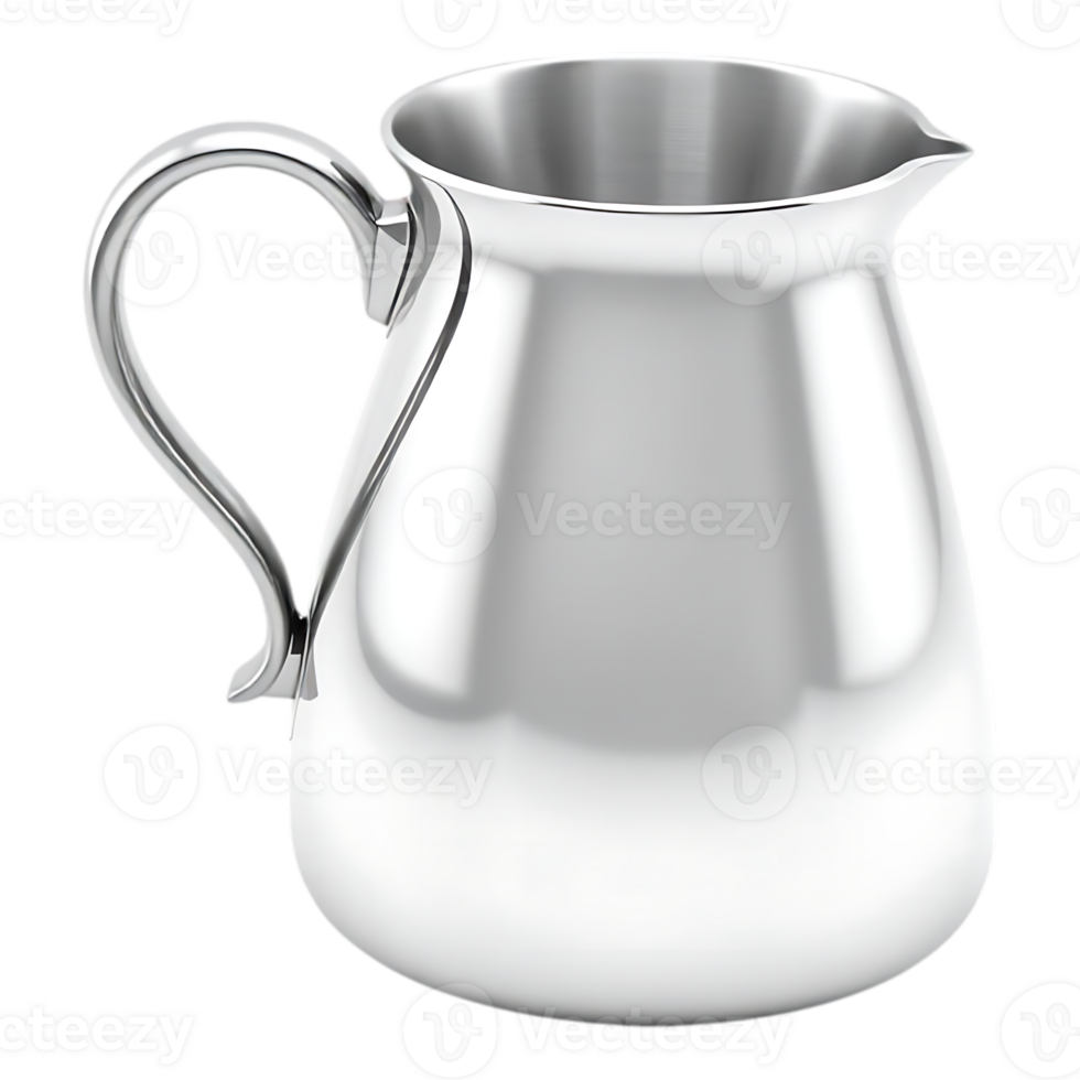 Elegant Silver Pitcher with Curved Handle png