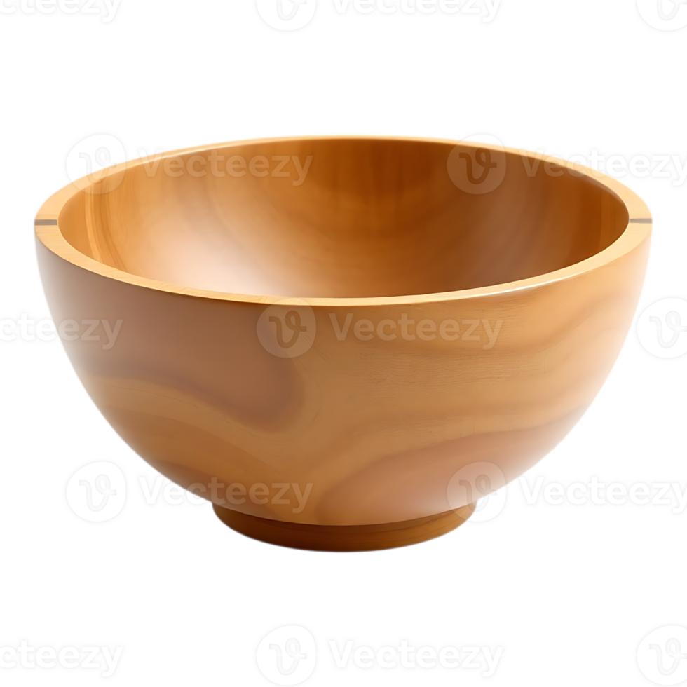 Close-up of a natural wooden bowl, perfect for serving food or as a decorative piece png