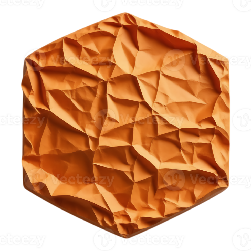 Crumpled Orange Paper Hexagon Texture png