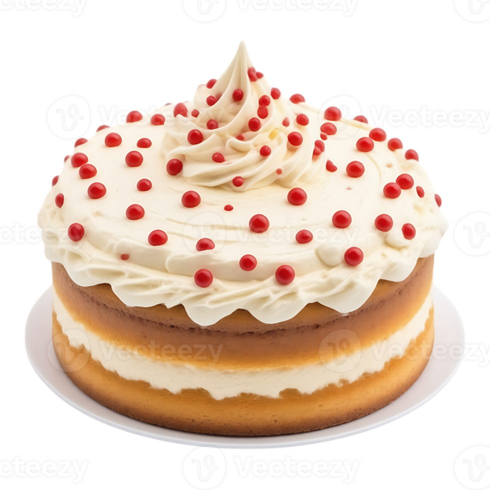 Delicious Layered Cake with Creamy Frosting and Red Sprinkles png