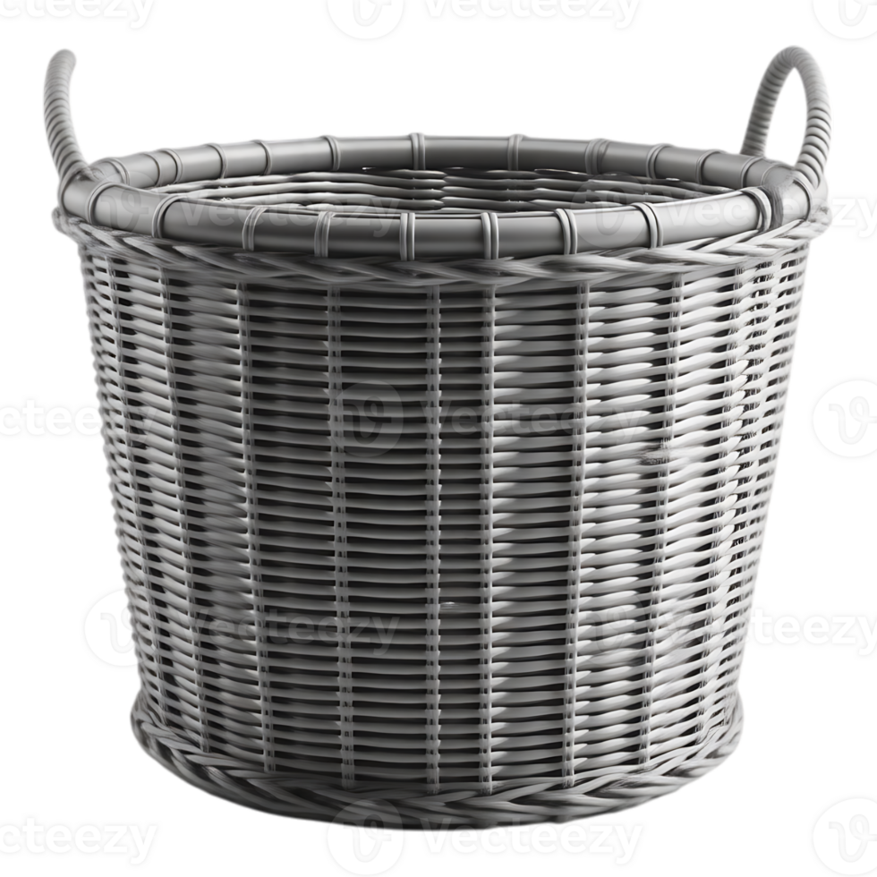 Gray Wicker Laundry Basket with Handles png