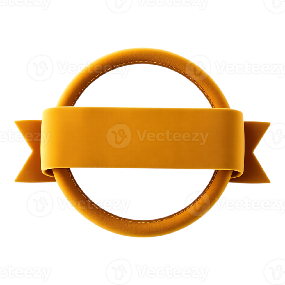 Golden Ribbon Circle Badge for Presentation png