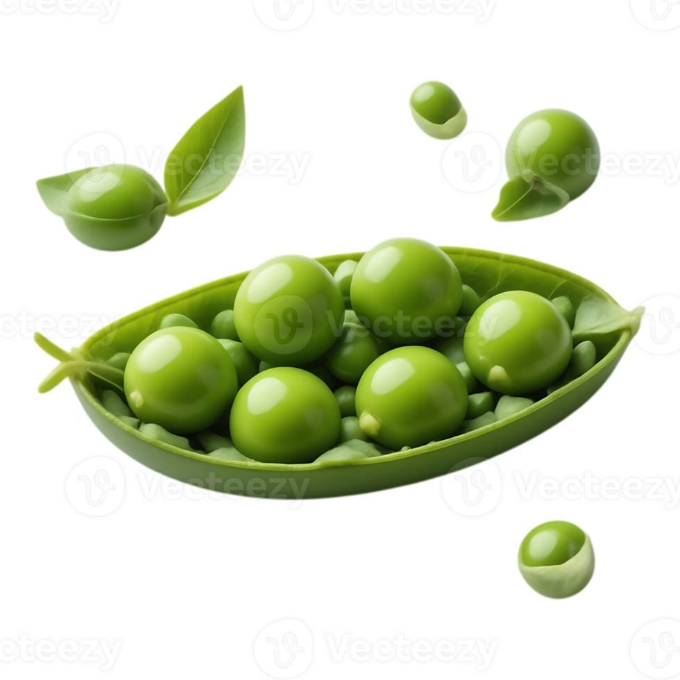 Fresh Green Peas in Pods on a Transparent Background png