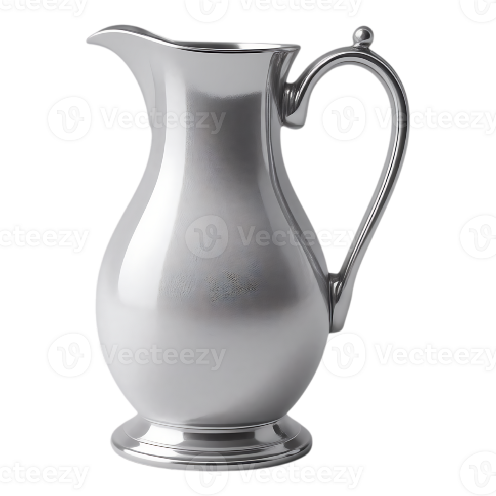 Elegant Silver Pitcher with a Curved Handle png