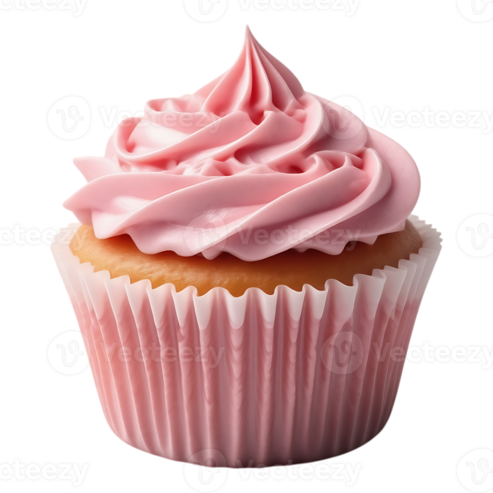 Delicious Pink Frosted Cupcake Isolated png