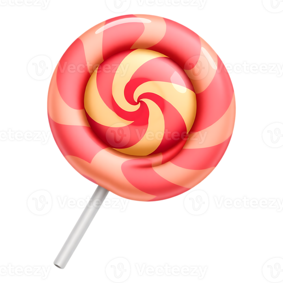 Close-up of a vibrant lollipop on a transparent background png