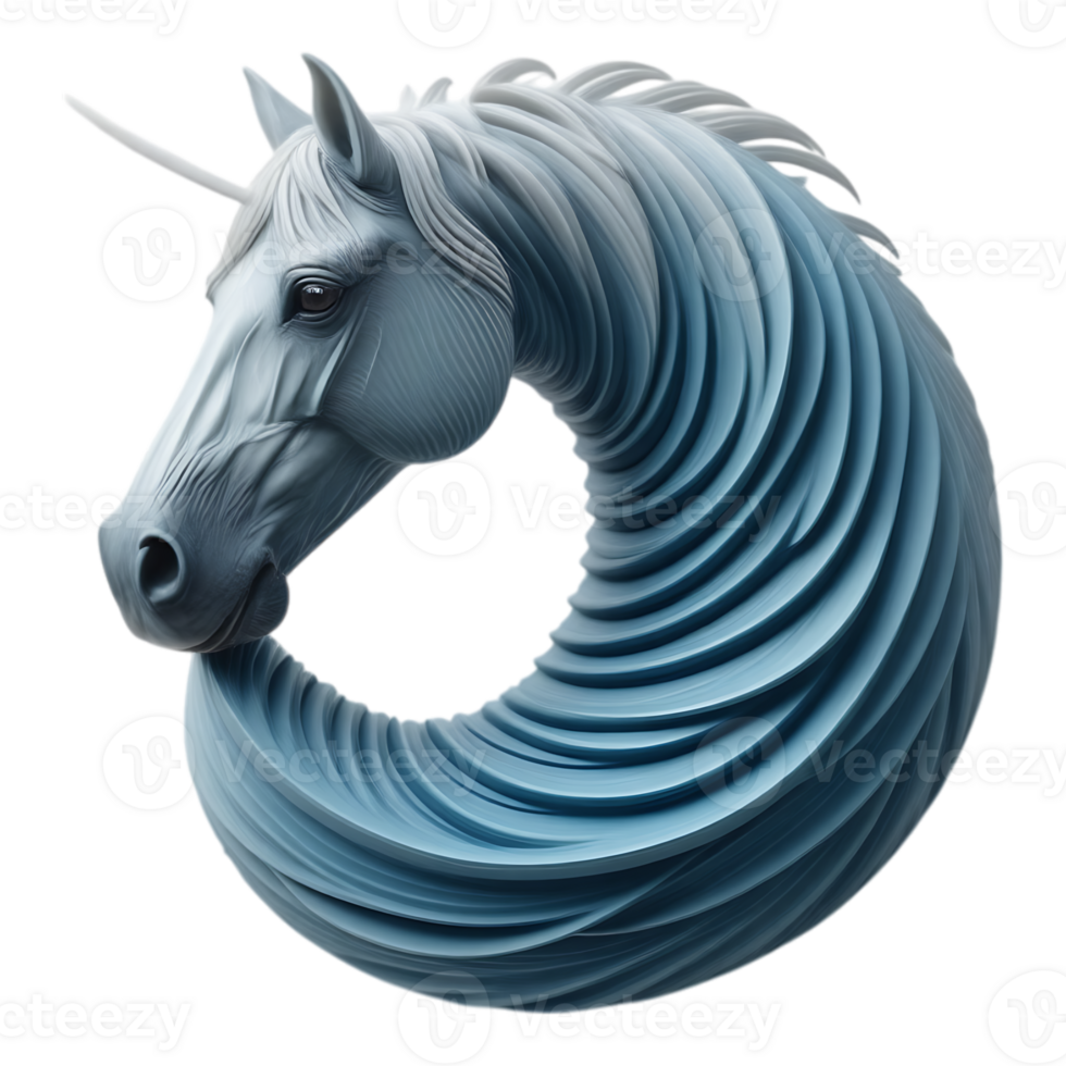 Elegant Blue Unicorn Sculpture in a Loop png