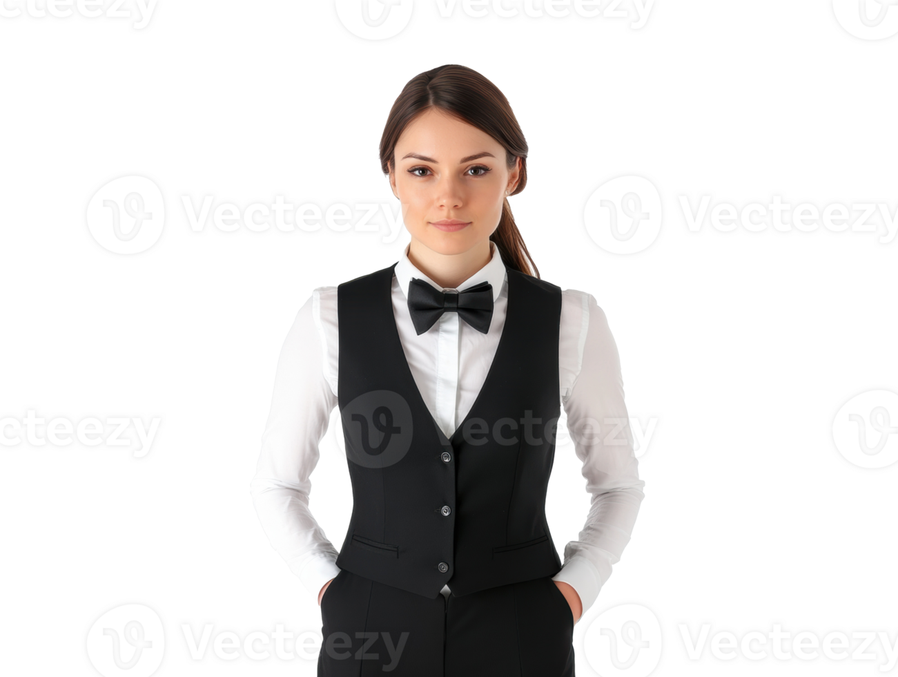 Elegant woman in formal attire ready for a special event or occasion png