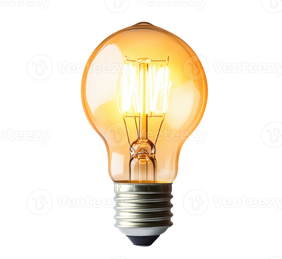 Vintage light bulb with warm glow for home decoration ideas png