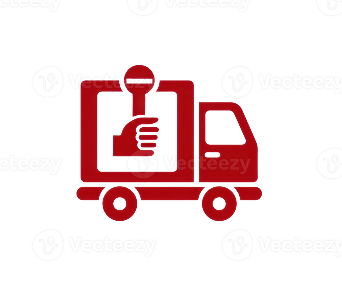 Delivery truck icon with a hand symbol for logistics design png