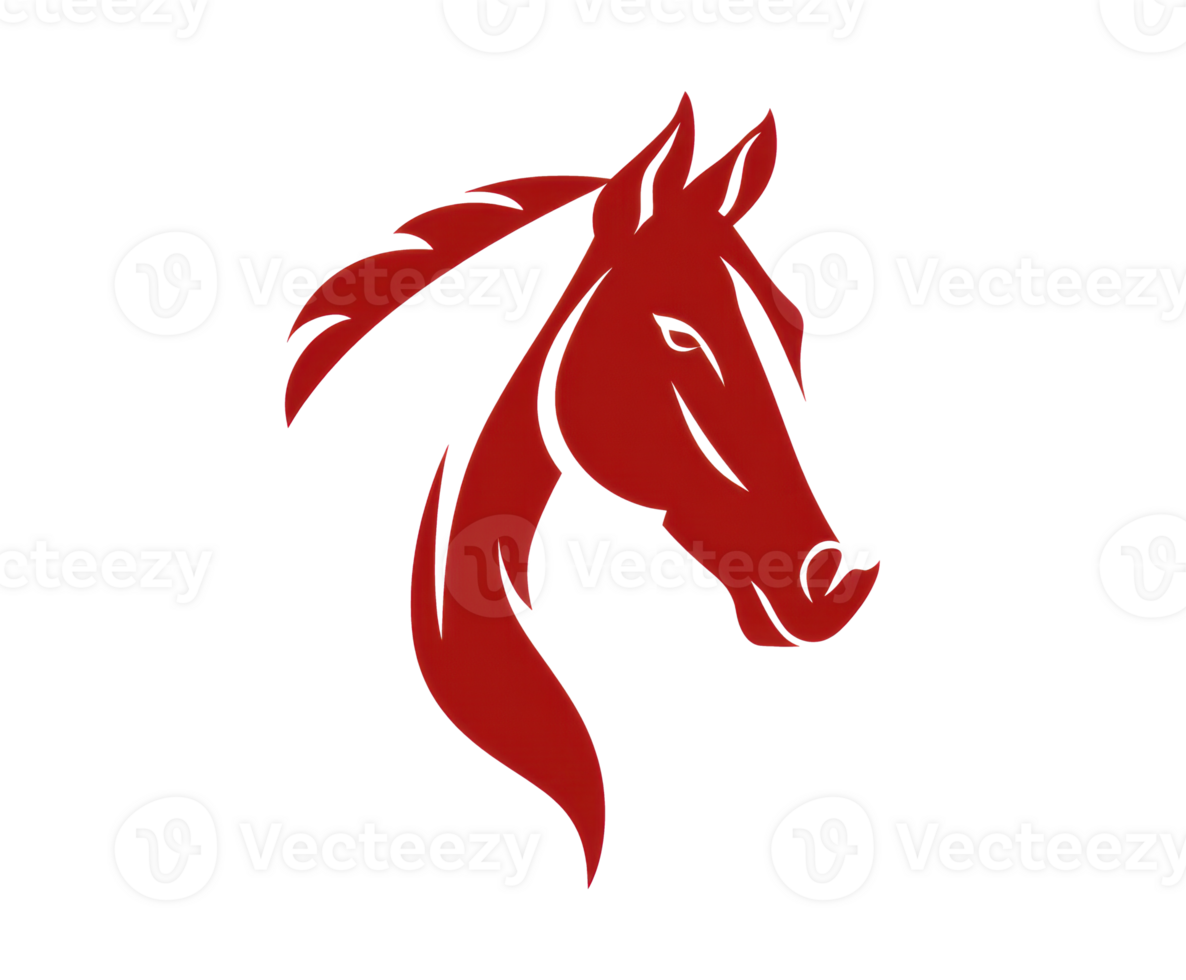 Stylized red horse head design for creative projects png