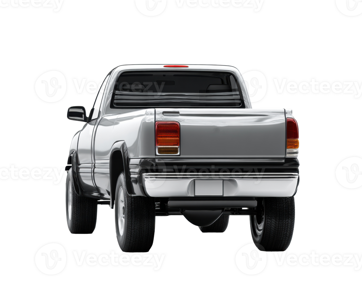 Pickup truck rear view on open road for transportation needs png