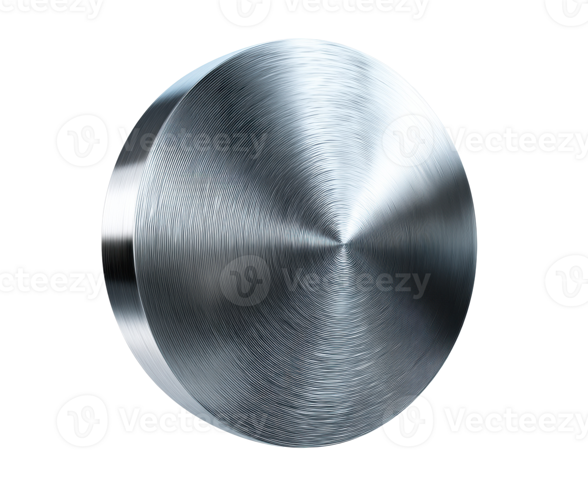 Sleek metal round disc with brushed surface for design projects png