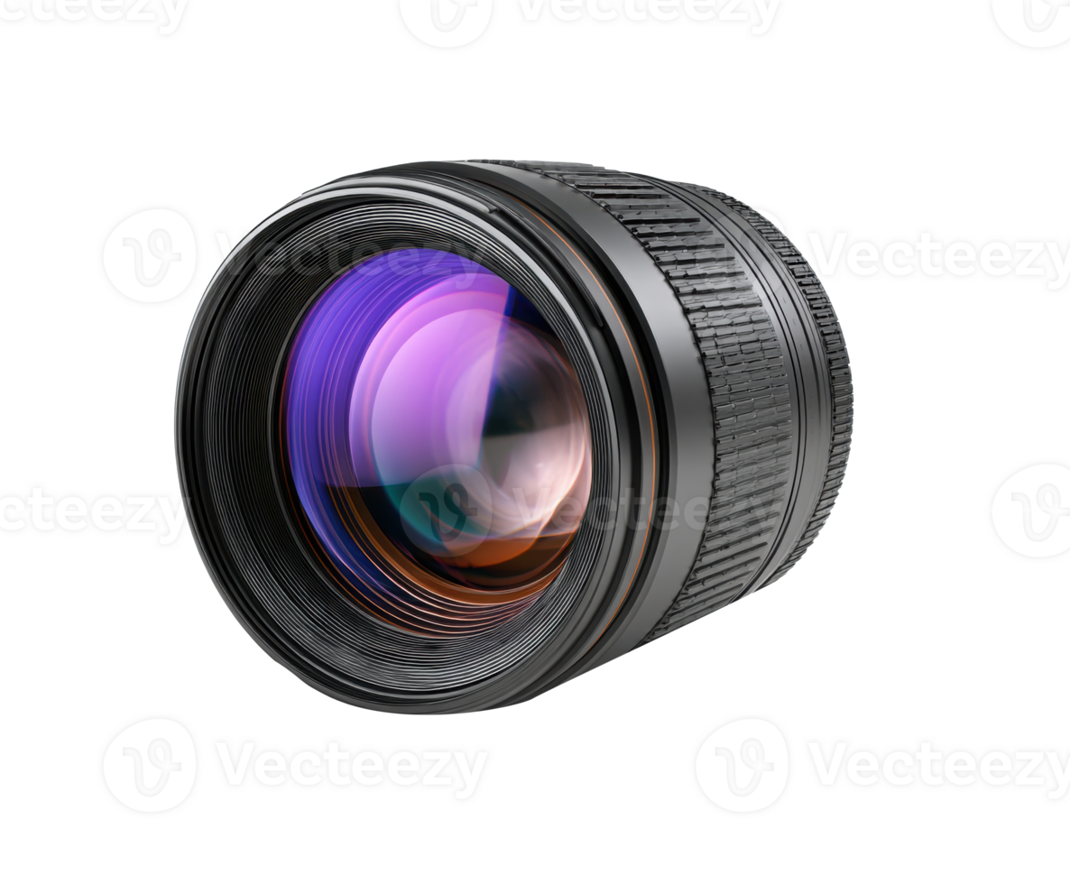 Professional camera lens with vibrant glass for high-quality imagery png
