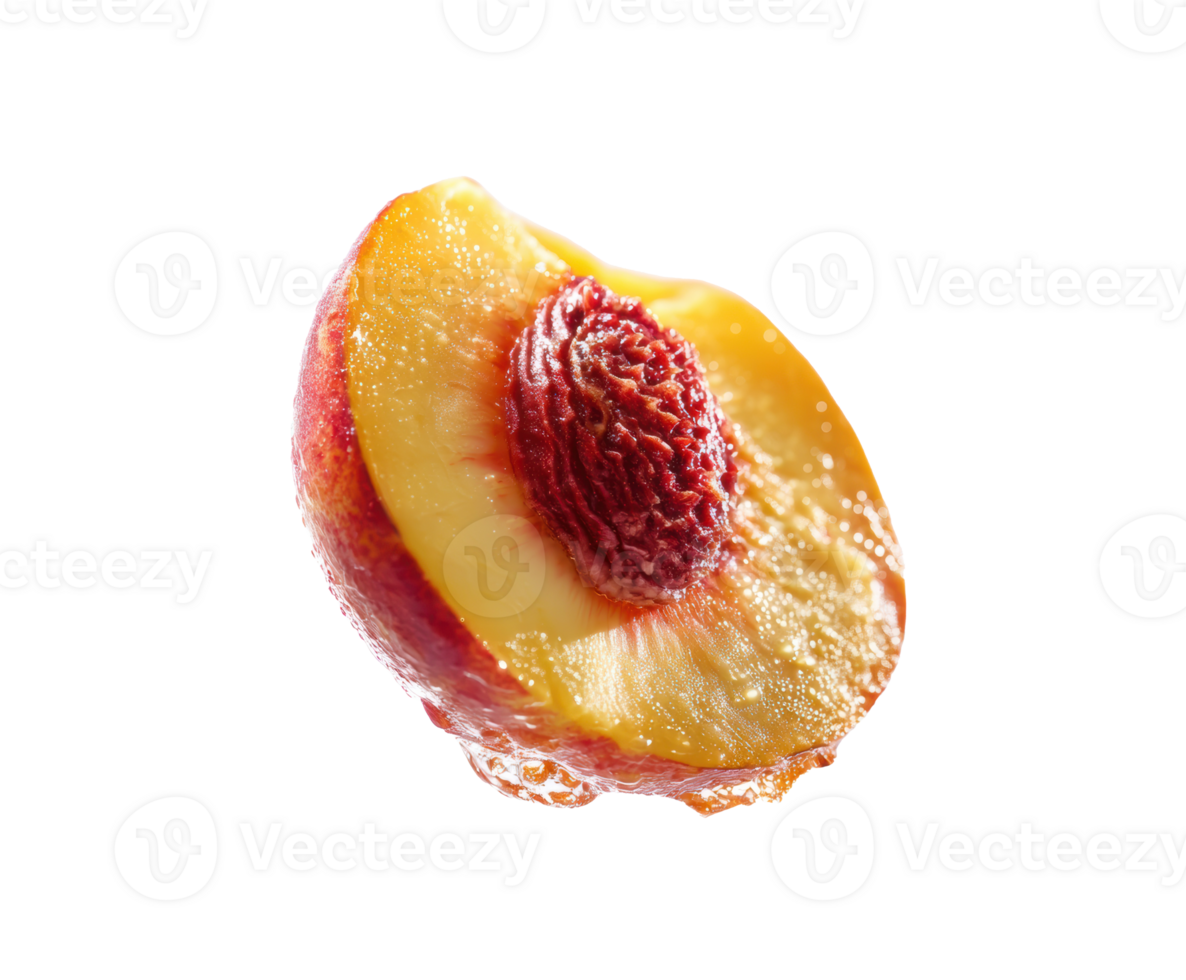 Fresh peach slice ready for summer recipes and healthy snacks png