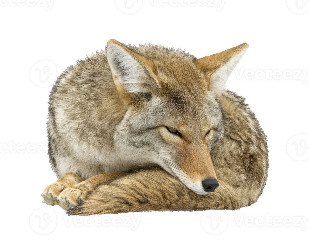 Coyote resting peacefully in a natural pose png