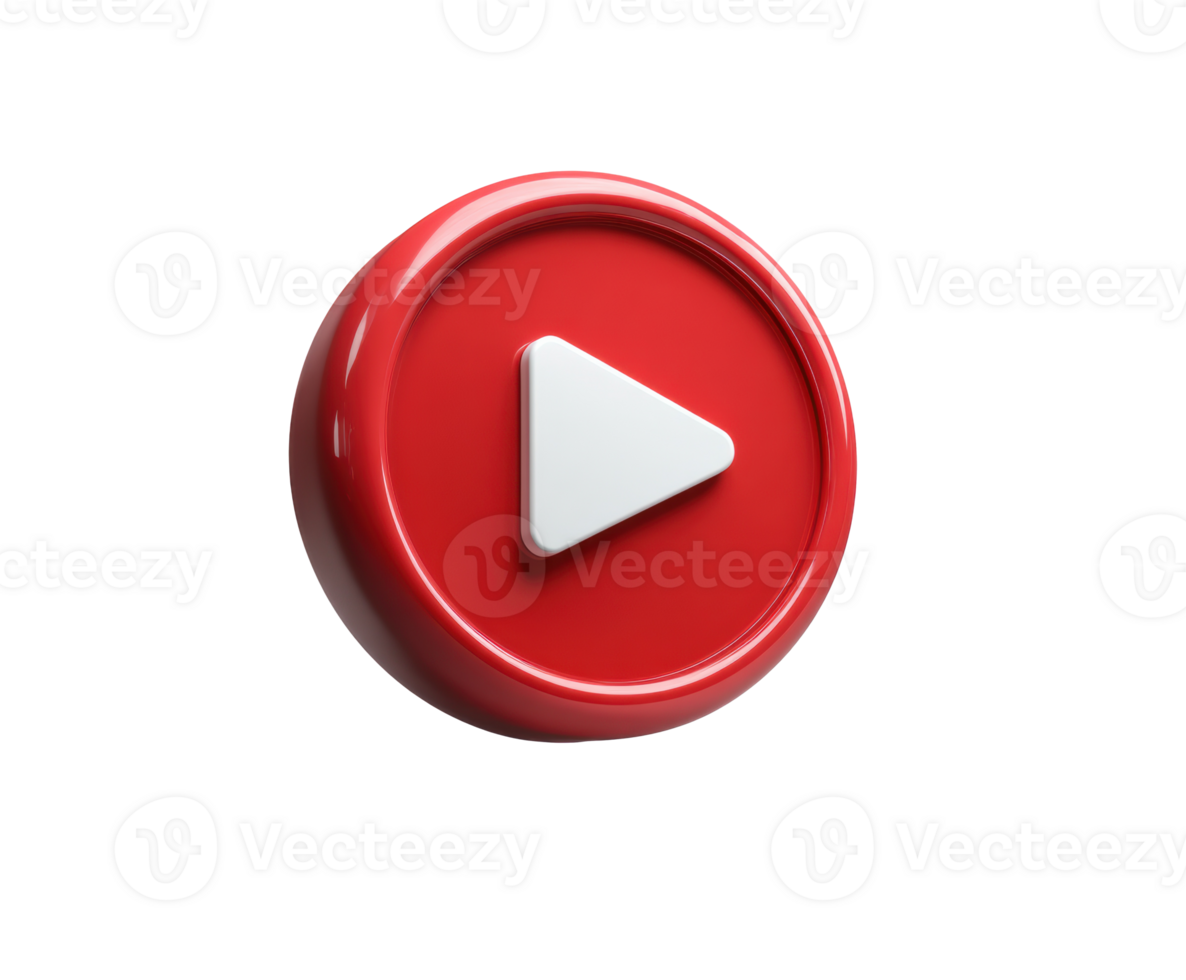 Red play button icon for digital media content and online streaming png
