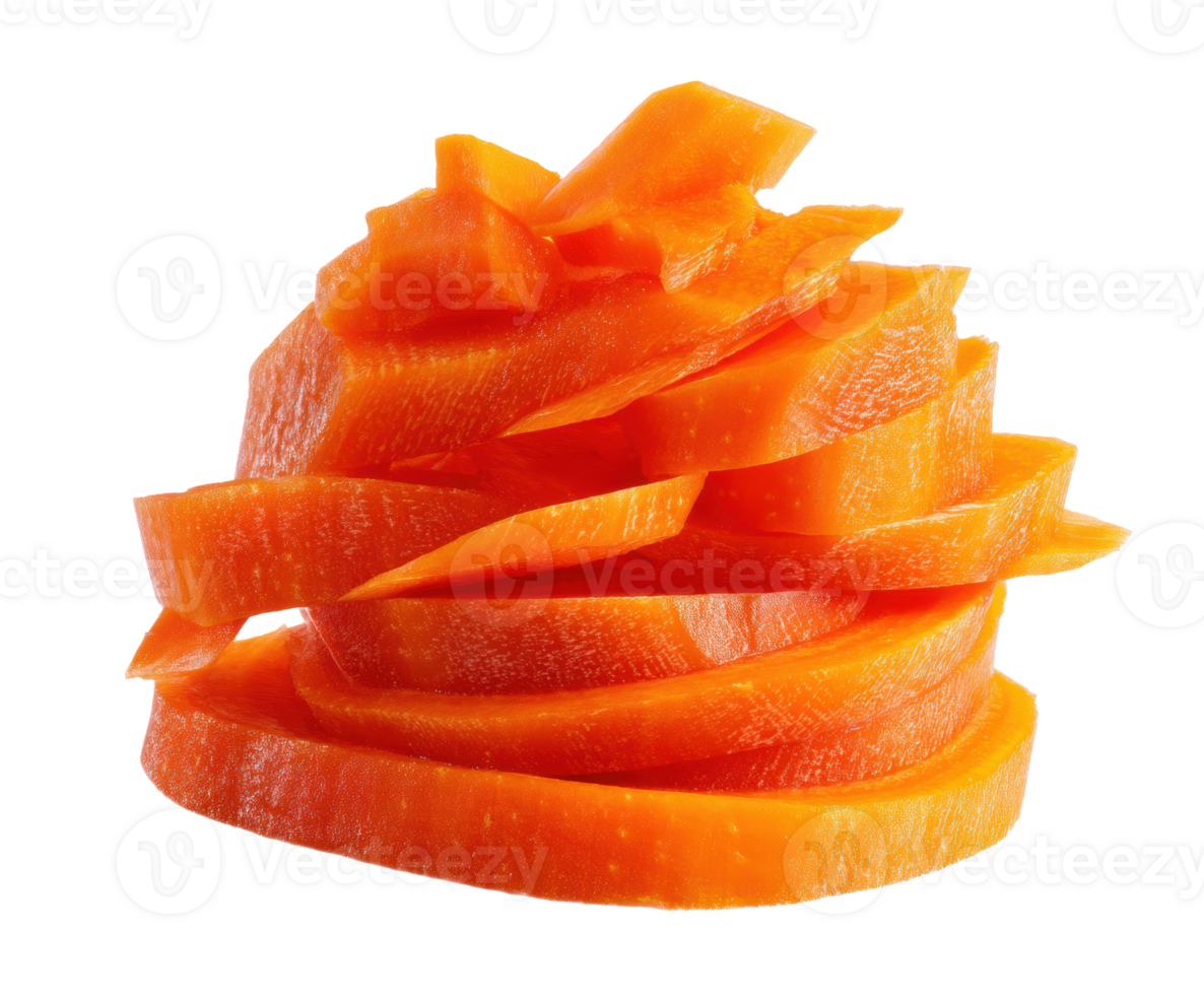 Fresh carrot slices stacked creatively for culinary design projects png