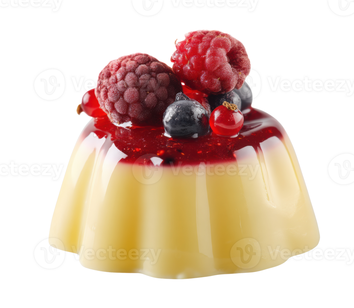 Creamy dessert topped with fresh berries for gourmet dining png