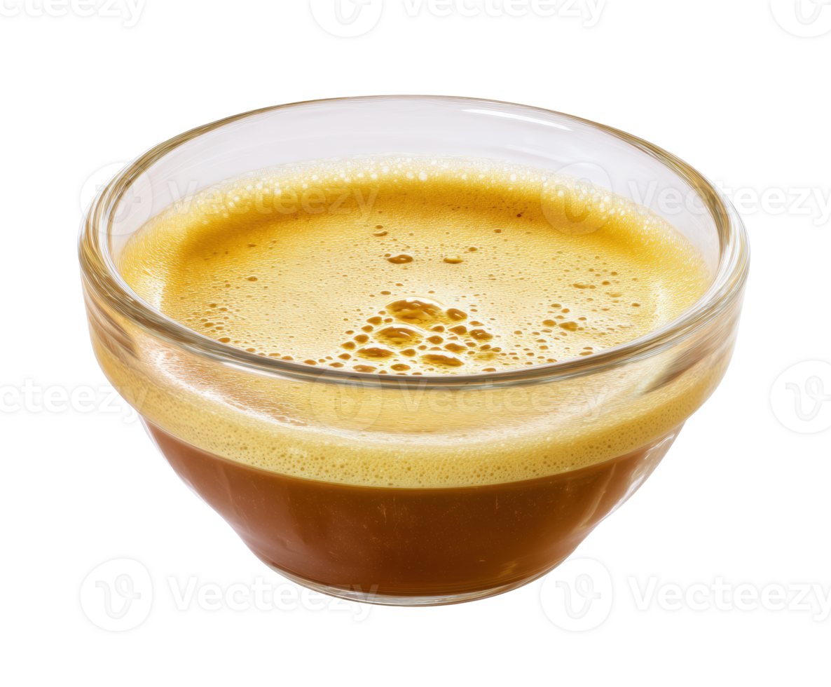 Rich coffee froth in a glass bowl for delicious beverages png