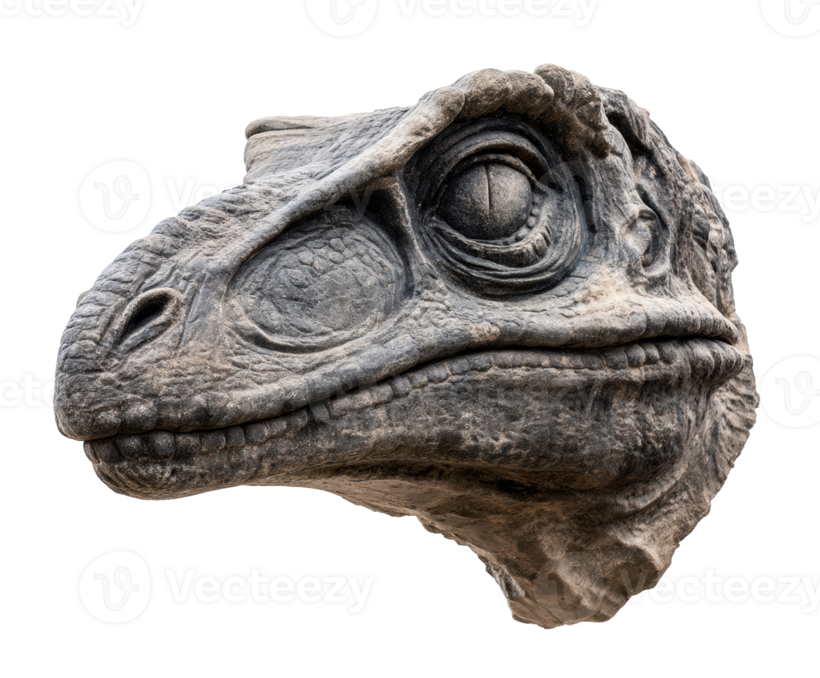 Realistic dinosaur head sculpture for display and educational purposes png