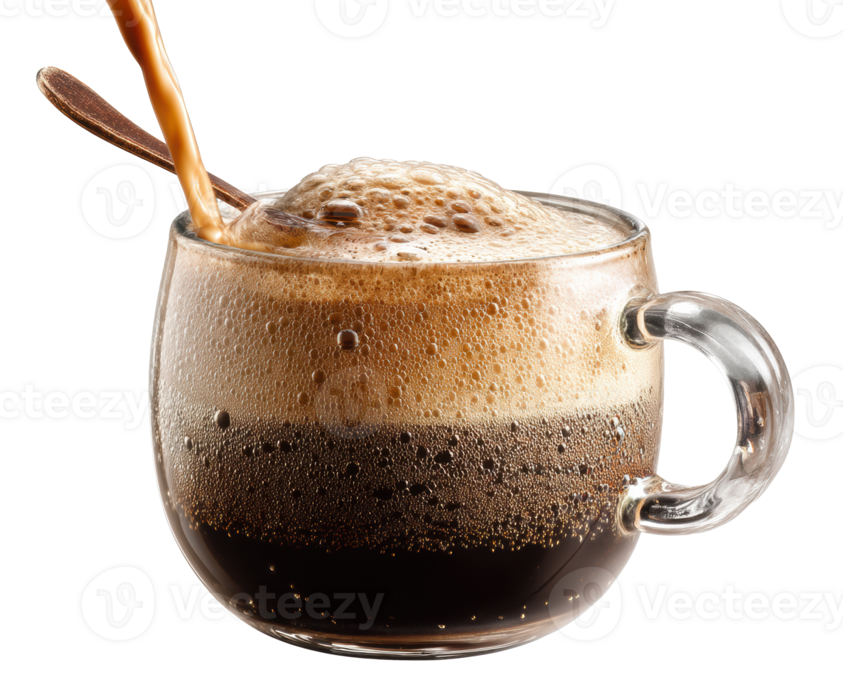 Rich and creamy coffee with frothy milk layer for morning energy png