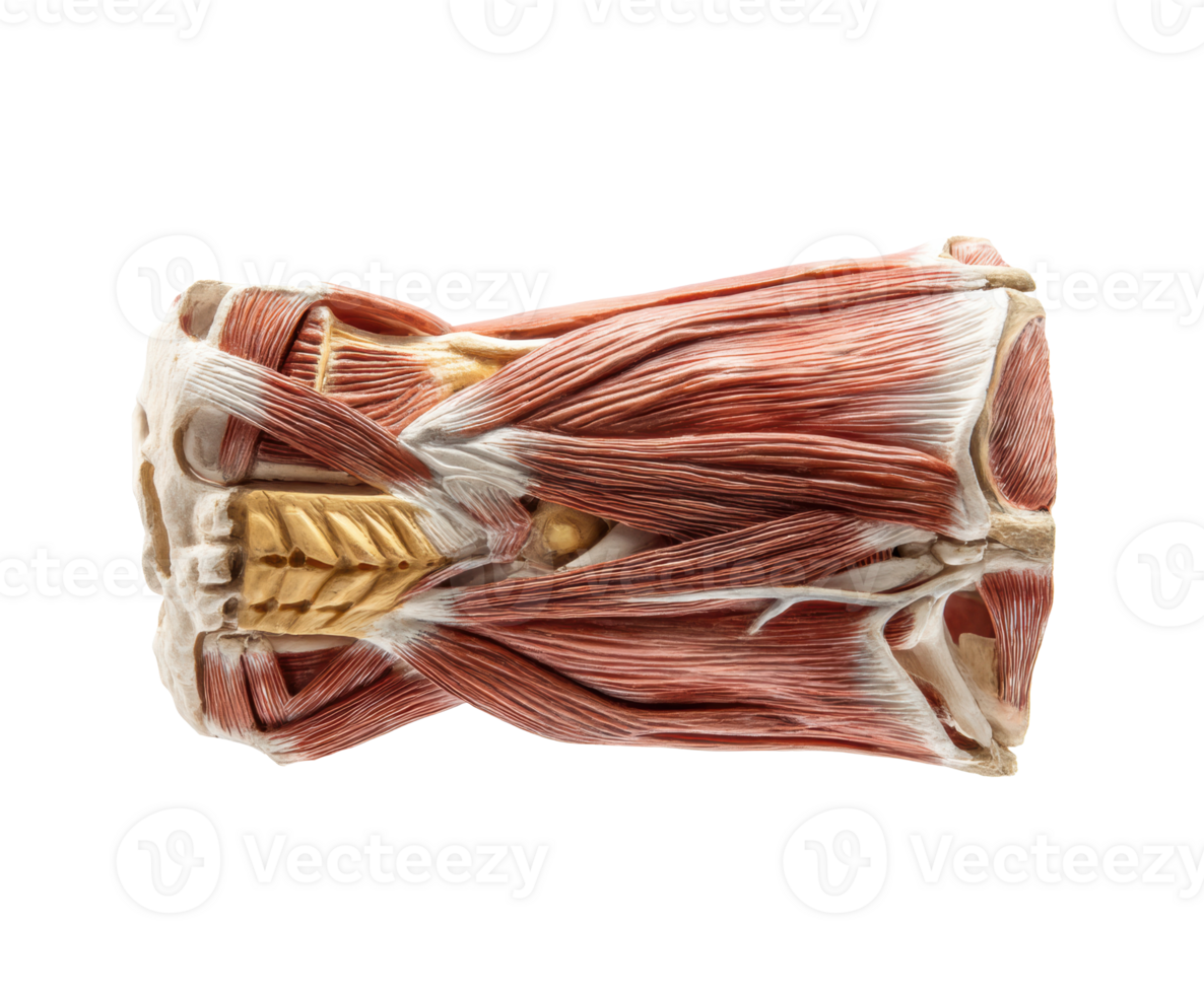 Detailed anatomical model of human muscles for educational purposes png