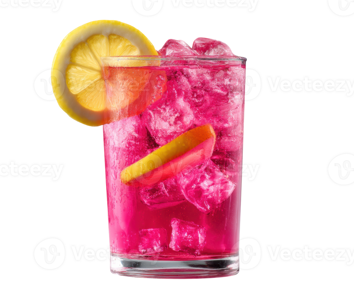 Refreshing summer drink with lemon and fruit garnish served cold png
