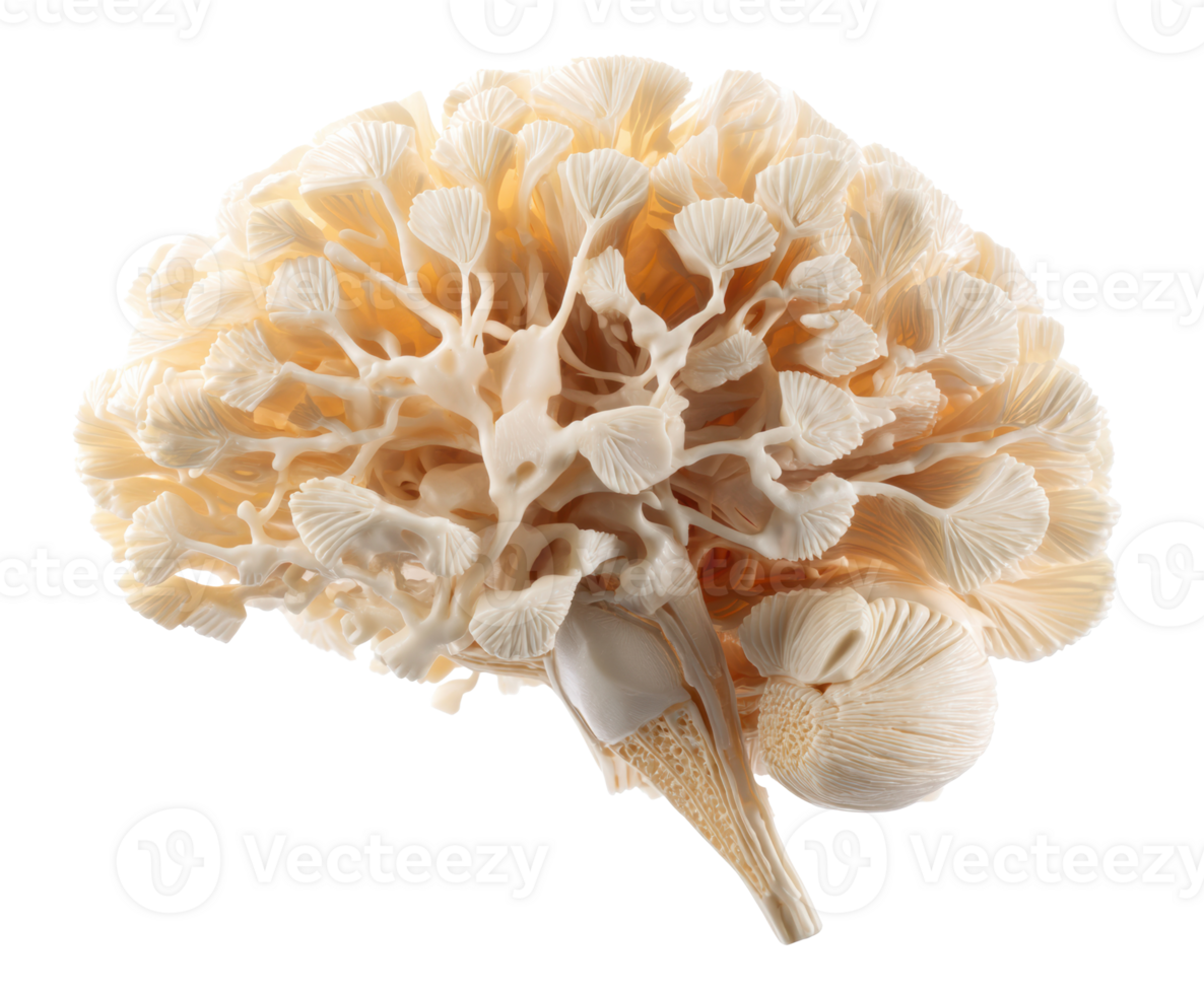 Unique display of edible mushroom with intricate texture and details png
