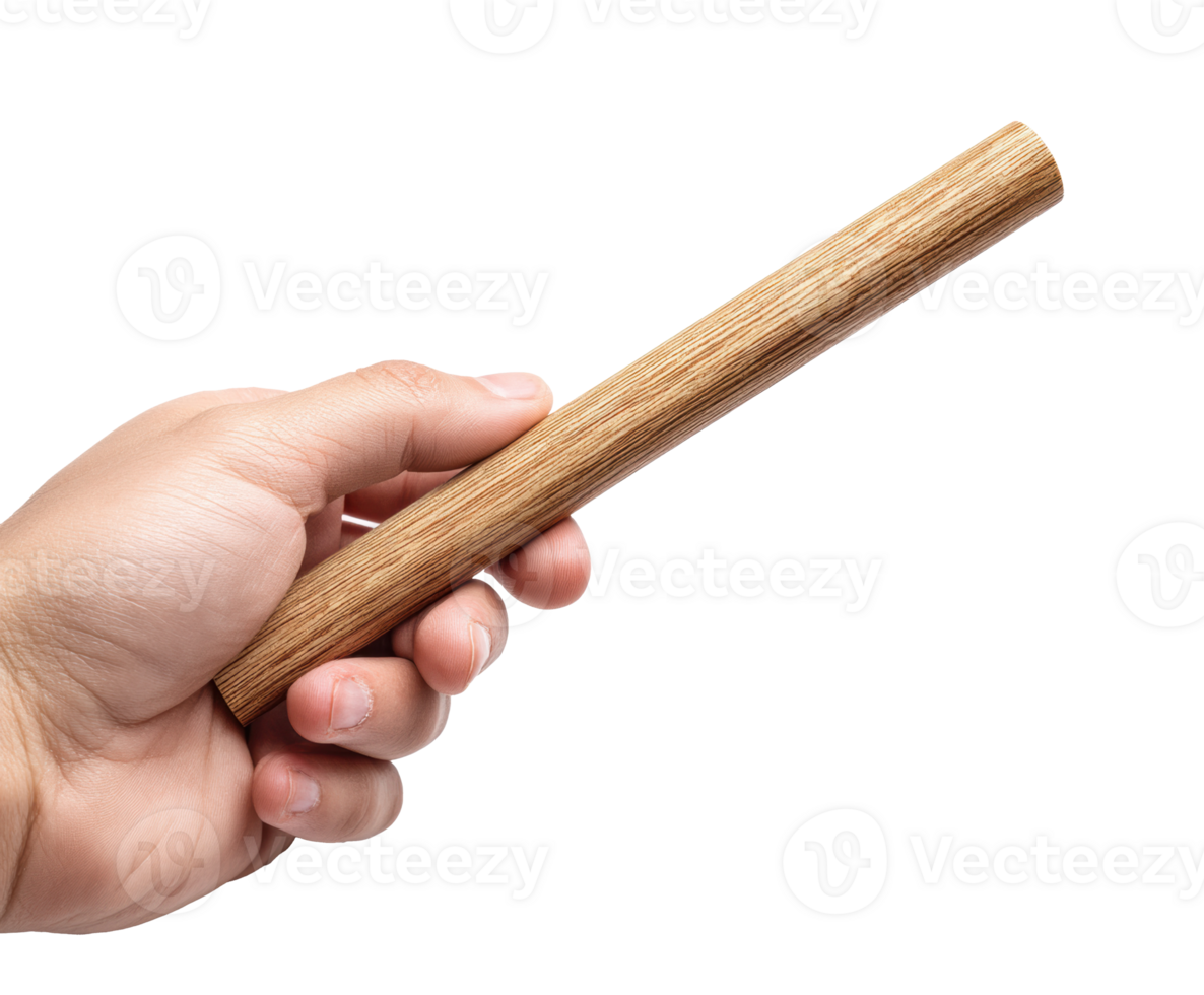 Wood stick held in hand for craft projects and DIY design png