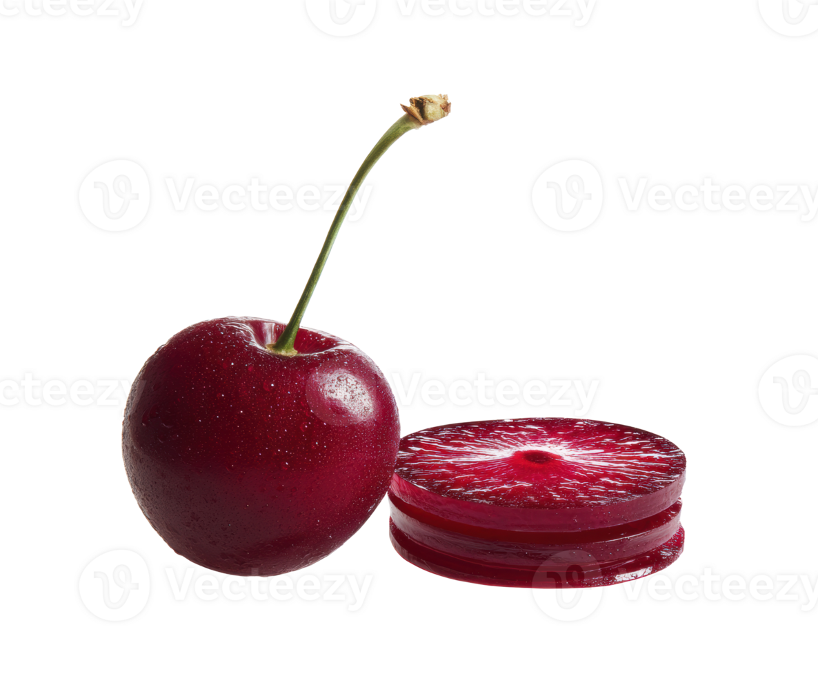 Cherry and sliced jelly dessert for creative culinary display png