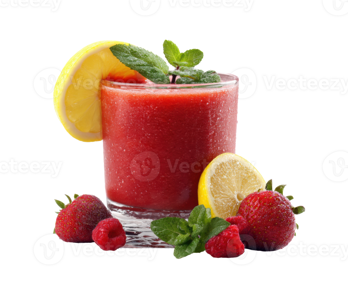 Refreshing berry lemonade drink with mint and fresh fruit accents png