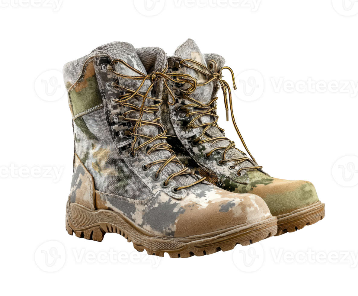 Military style combat boots for outdoor activities and adventures png