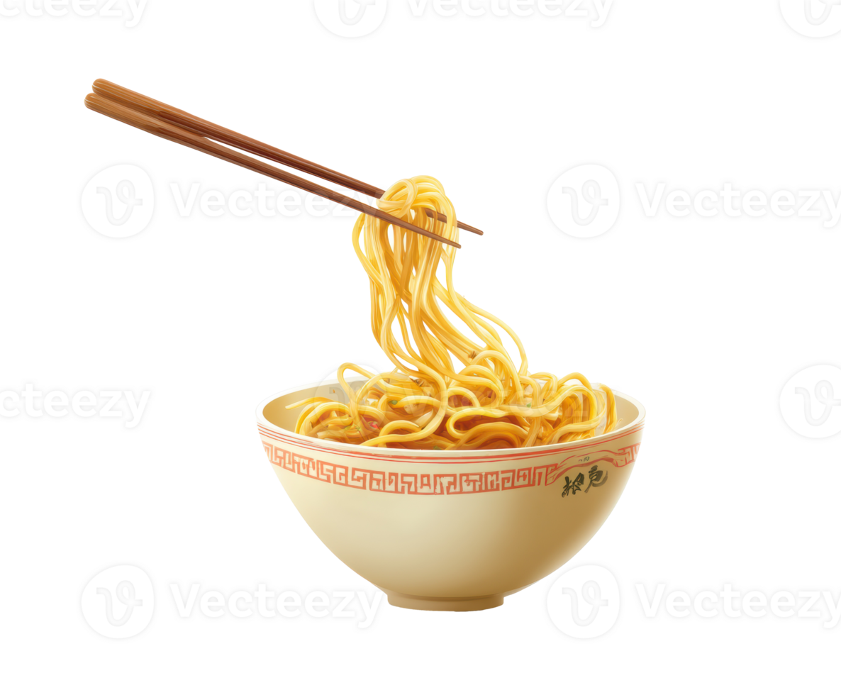 Delicious noodles being lifted with chopsticks from a bowl png