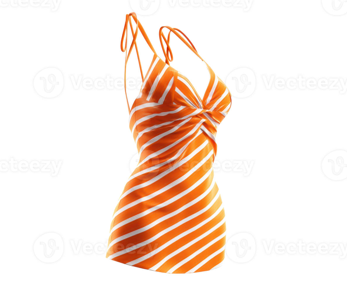 Elegant orange striped dress design for summer occasions and events png