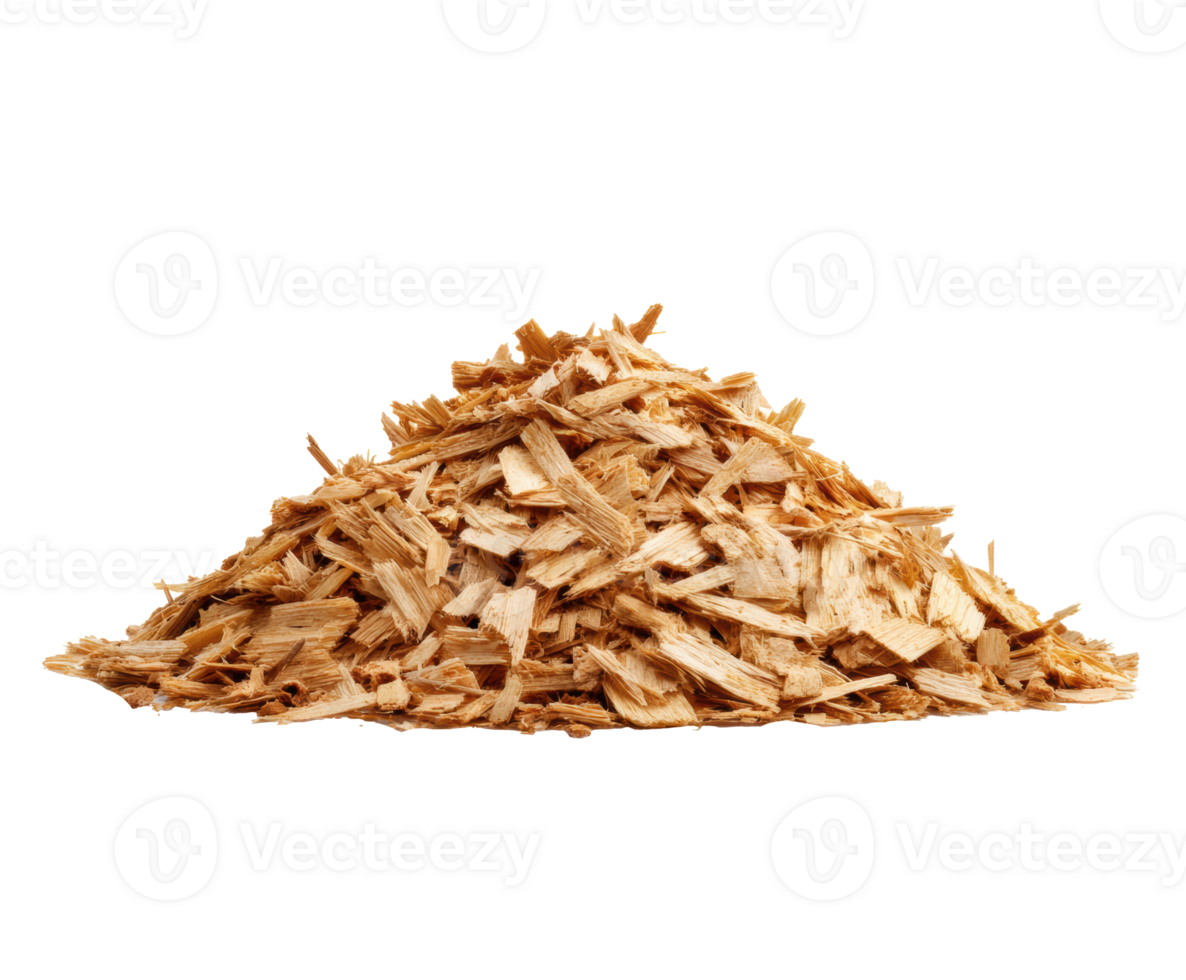 Natural wood chips pile for landscaping and gardening projects png