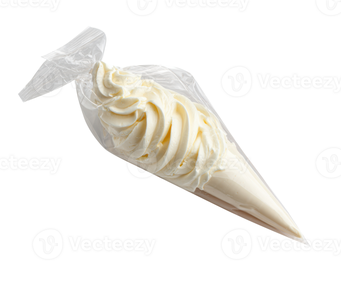 Creamy frosting in piping bag for cake decoration purposes png