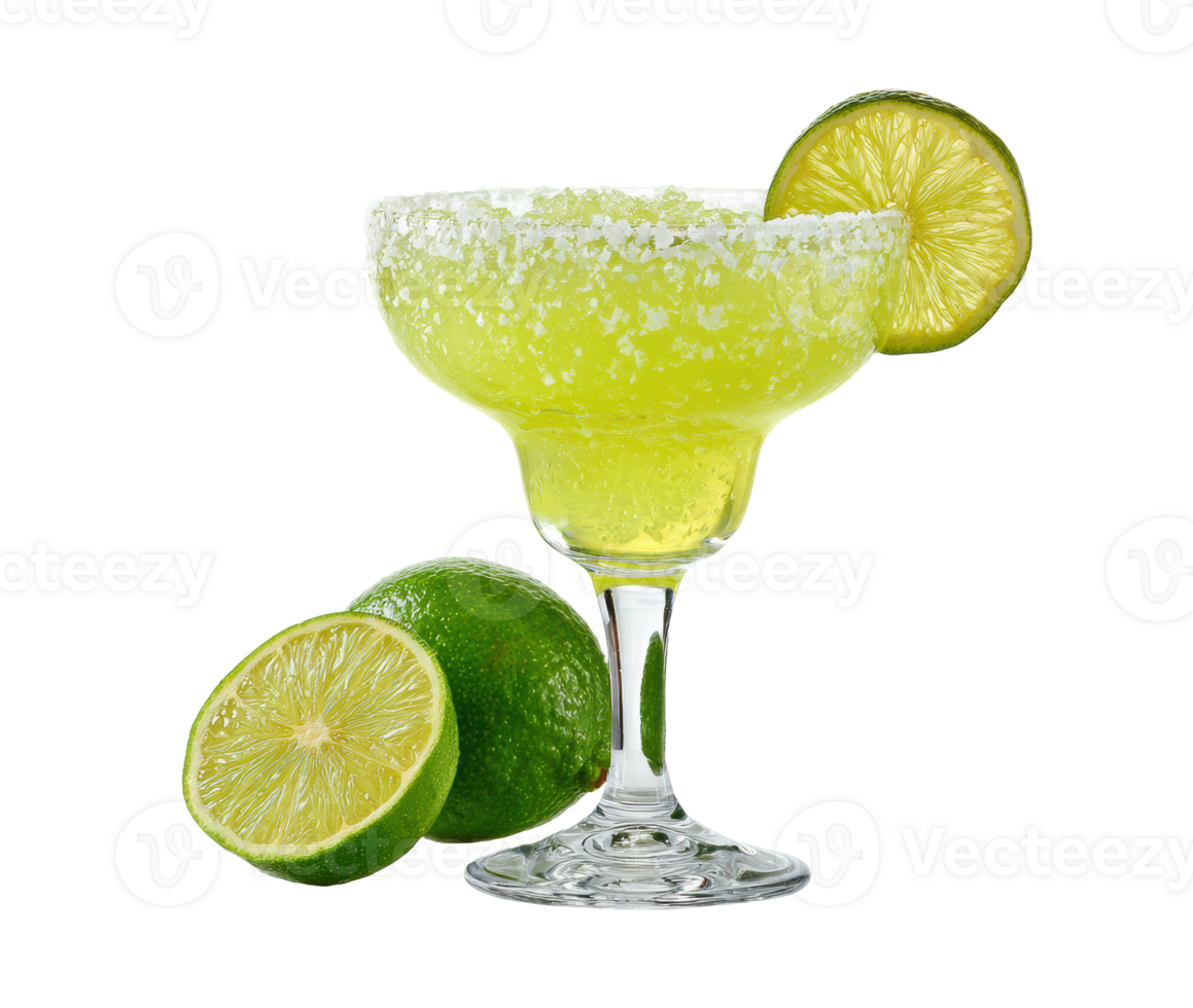 Refreshing margarita cocktail served with fresh limes png